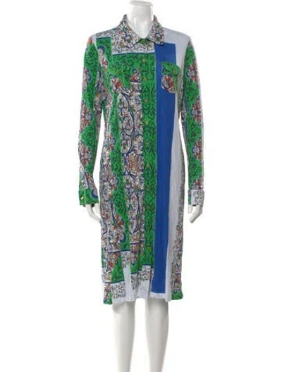 Pre-owned Tory Burch Printed Midi Length Dress In Green