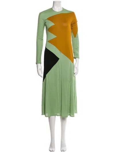 Pre-owned Tory Burch Printed Midi Length Dress In Green