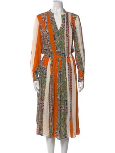 Pre-owned Tory Burch Printed Midi Length Dress In Multi