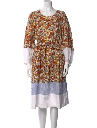 Pre-owned Tory Burch Printed Midi Length Dress In Neutral