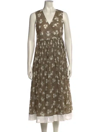 Pre-owned Tory Burch Printed Midi Length Dress In Neutral