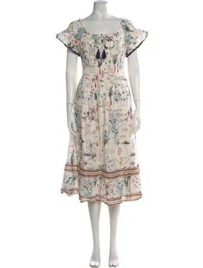 Pre-owned Tory Burch Printed Midi Length Dress In Neutral