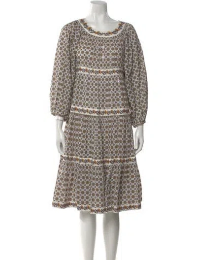 Pre-owned Tory Burch Printed Midi Length Dress In Neutral