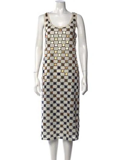 Pre-owned Tory Burch Printed Midi Length Dress In Neutral