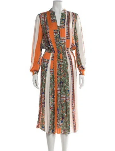 Pre-owned Tory Burch Printed Midi Length Dress In Orange