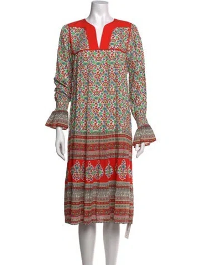 Pre-owned Tory Burch Printed Midi Length Dress In Orange