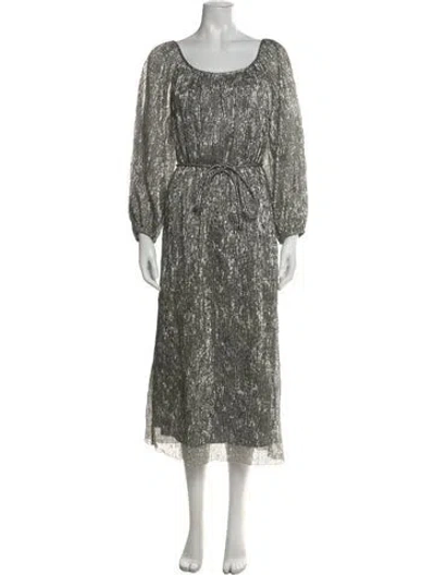 Pre-owned Tory Burch Printed Midi Length Dress In Silver