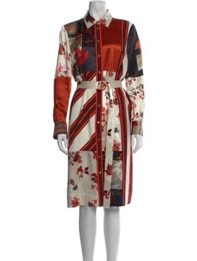 Pre-owned Tory Burch Printed Midi Length Dress In White