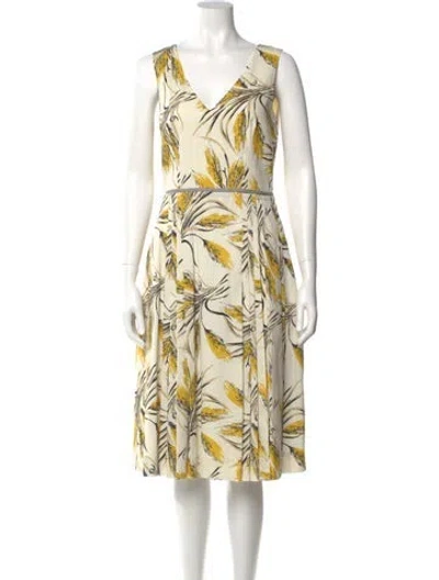 Pre-owned Tory Burch Printed Midi Length Dress In Yellow