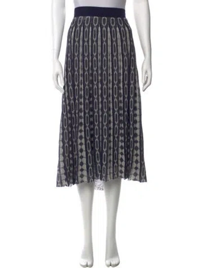 Pre-owned Tory Burch Printed Midi Length Skirt In Blue