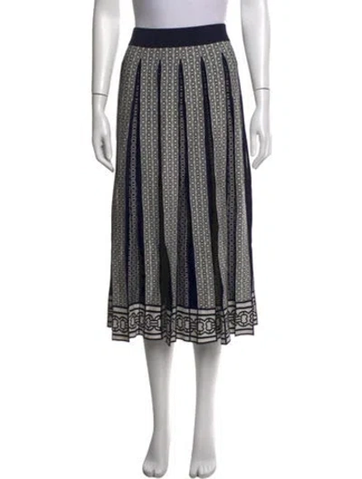 Pre-owned Tory Burch Printed Midi Length Skirt In Blue/white