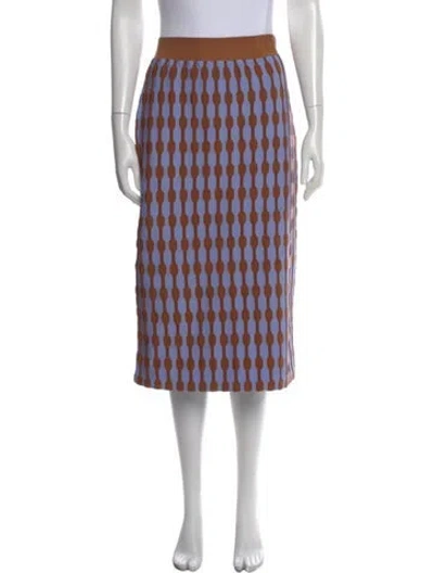 Pre-owned Tory Burch Printed Midi Length Skirt In Brown