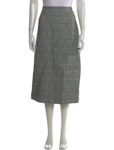 Pre-owned Tory Burch Printed Midi Length Skirt In Gray