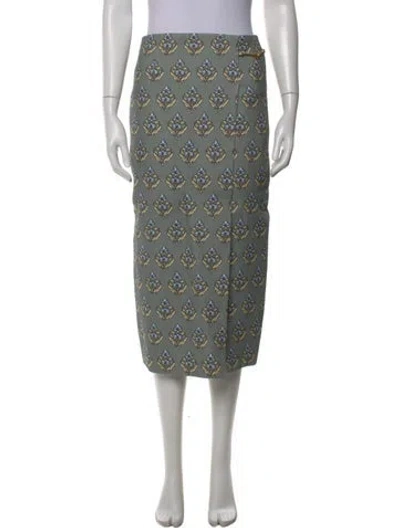 Pre-owned Tory Burch Printed Midi Length Skirt In Gray