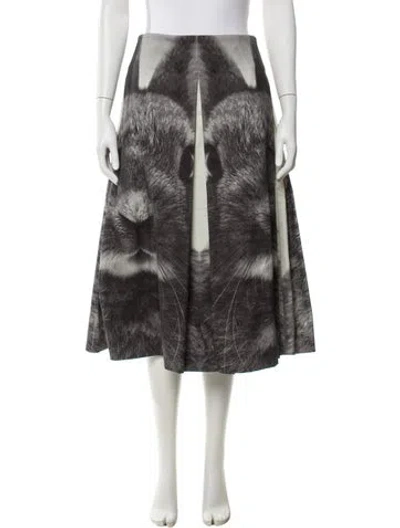 Pre-owned Tory Burch Printed Midi Length Skirt In Gray