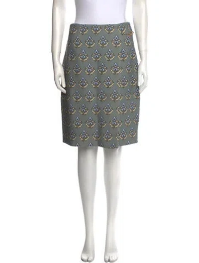Pre-owned Tory Burch Printed Midi Length Skirt In Green