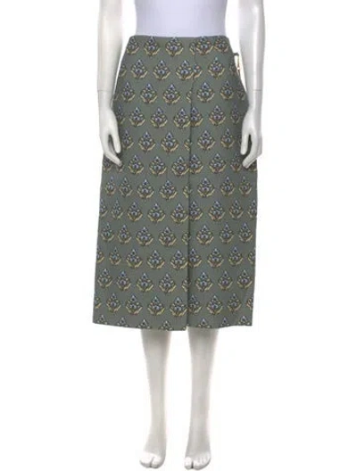 Pre-owned Tory Burch Printed Midi Length Skirt In Green