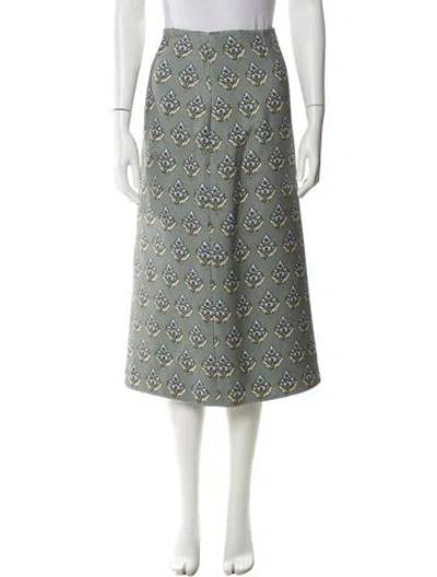 Pre-owned Tory Burch Printed Midi Length Skirt In Green