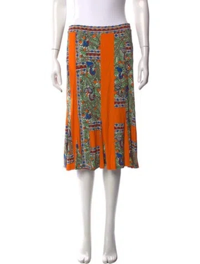 Pre-owned Tory Burch Printed Midi Length Skirt In Orange