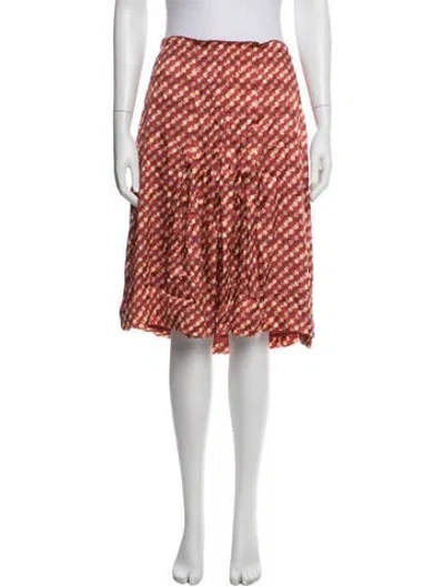 Pre-owned Tory Burch Printed Midi Length Skirt In Red