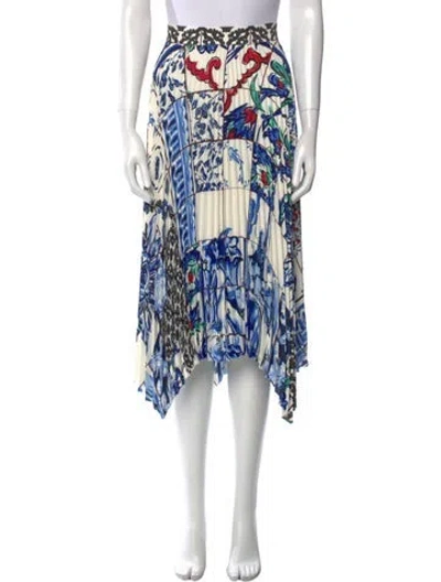 Pre-owned Tory Burch Printed Midi Length Skirt In White