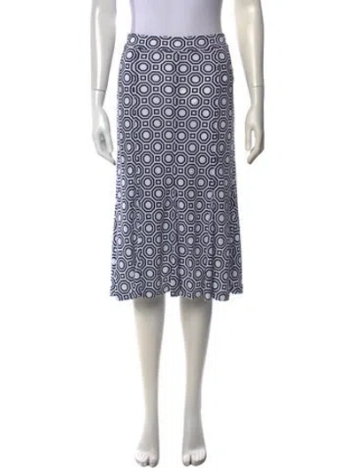 Pre-owned Tory Burch Printed Midi Length Skirt In White