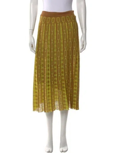 Pre-owned Tory Burch Printed Midi Length Skirt In Yellow