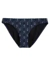 Tory Burch Stretch Nylon Bikini Bottom With Patterned Design In Blue