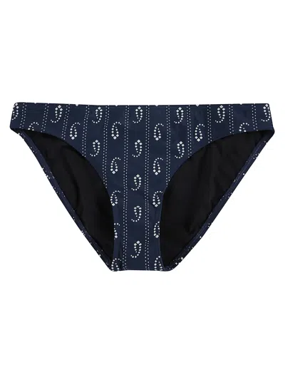 Tory Burch Printed Mini Bikini Bottoms In Navy