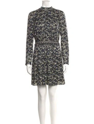 Pre-owned Tory Burch Printed Mini Dress In Black