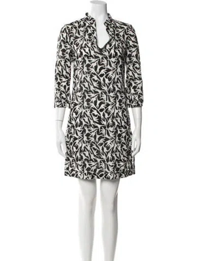 Pre-owned Tory Burch Printed Mini Dress In Black