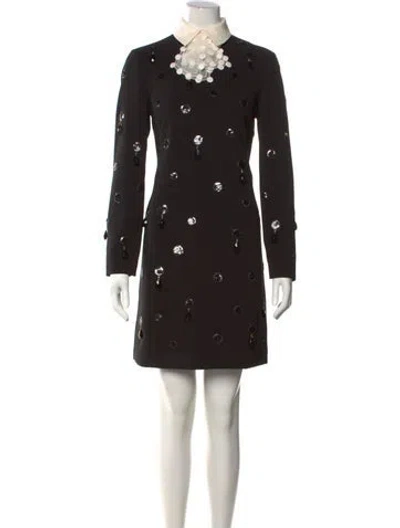 Pre-owned Tory Burch Printed Mini Dress In Black