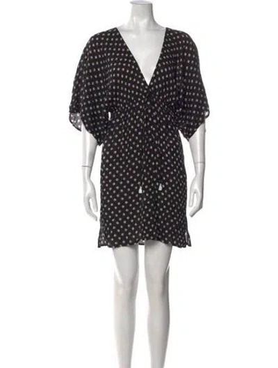 Pre-owned Tory Burch Printed Mini Dress In Black