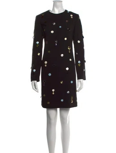 Pre-owned Tory Burch Printed Mini Dress In Black