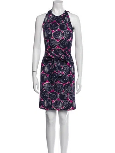 Pre-owned Tory Burch Printed Mini Dress In Blue