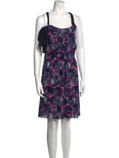 Pre-owned Tory Burch Printed Mini Dress In Blue