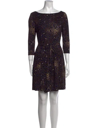 Pre-owned Tory Burch Printed Mini Dress In Blue