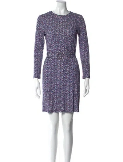 Pre-owned Tory Burch Printed Mini Dress In Blue