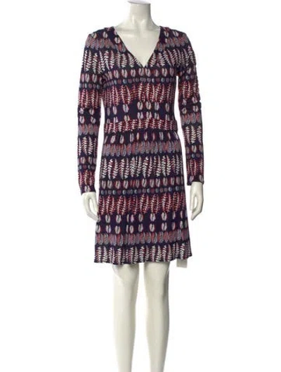 Pre-owned Tory Burch Printed Mini Dress In Blue