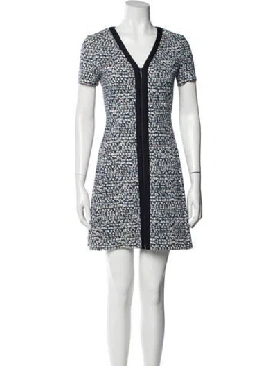Pre-owned Tory Burch Printed Mini Dress In Blue