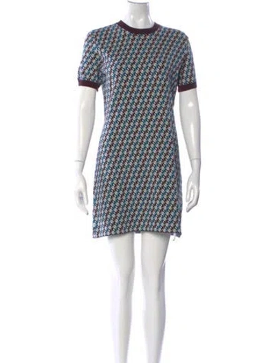 Pre-owned Tory Burch Printed Mini Dress In Blue