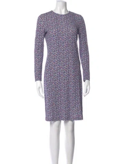 Pre-owned Tory Burch Printed Mini Dress In Blue