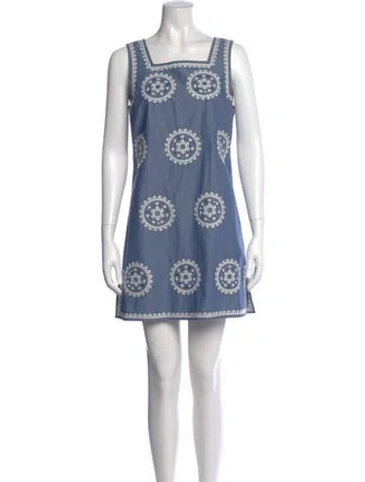 Pre-owned Tory Burch Printed Mini Dress In Blue