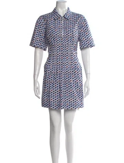 Pre-owned Tory Burch Printed Mini Dress In Blue