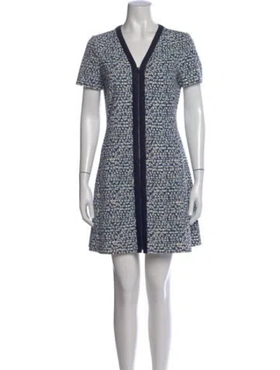 Pre-owned Tory Burch Printed Mini Dress In Blue