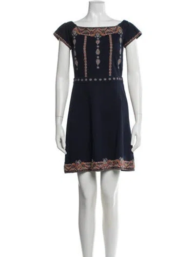 Pre-owned Tory Burch Printed Mini Dress In Blue