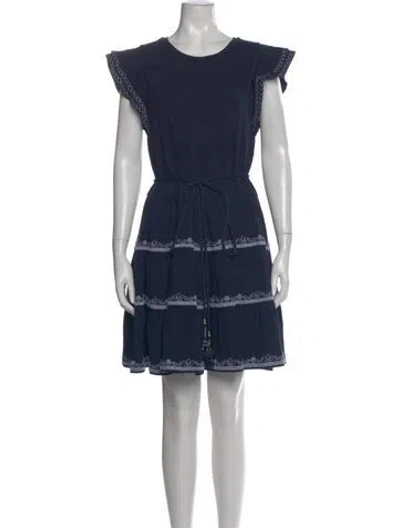 Pre-owned Tory Burch Printed Mini Dress In Blue