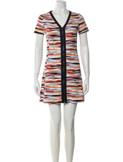 Pre-owned Tory Burch Printed Mini Dress In Blue