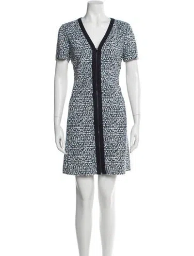 Pre-owned Tory Burch Printed Mini Dress In Blue
