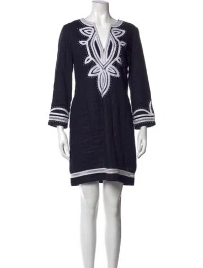 Pre-owned Tory Burch Printed Mini Dress In Blue